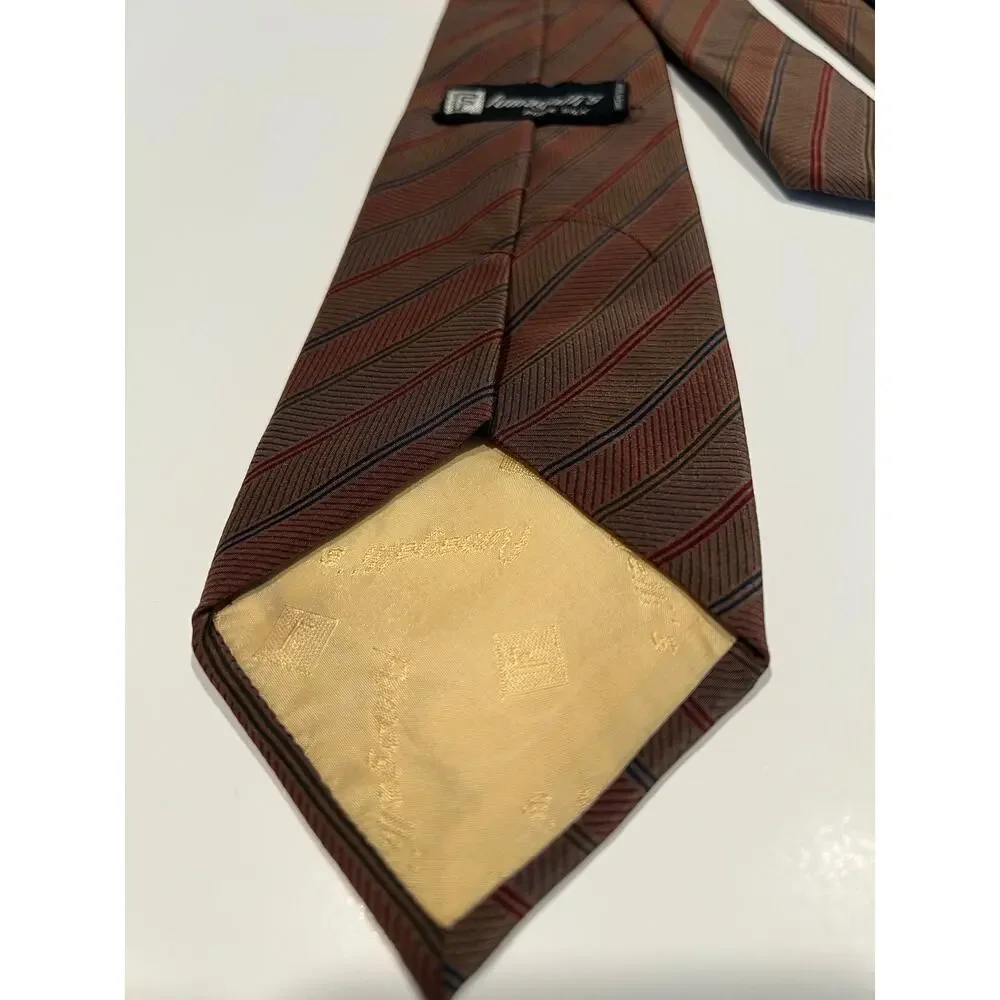 Vintage Fumagalli's Men's Silk Necktie Made in Spain Brown Red Blue JL